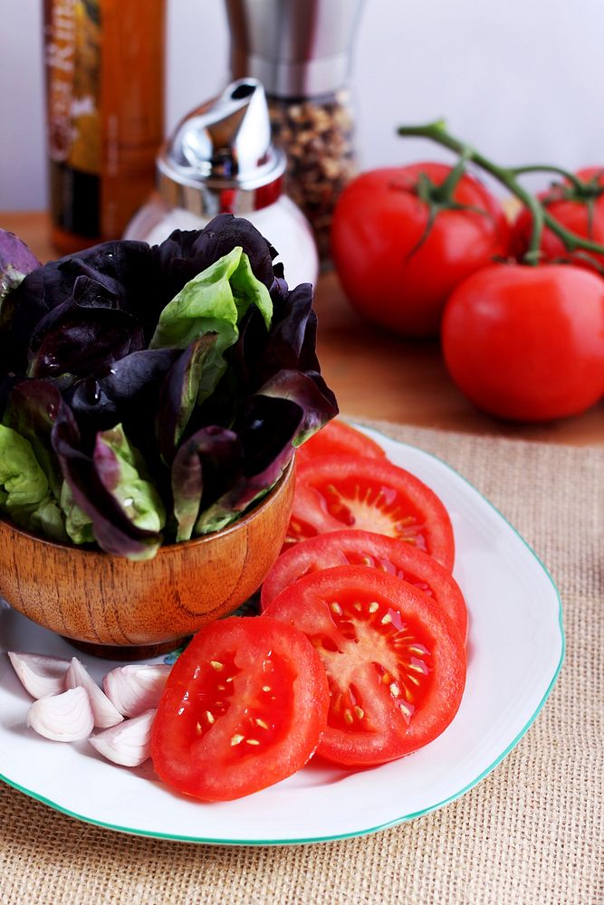 Free healthy tomato salad image, public domain food CC0 photo.
