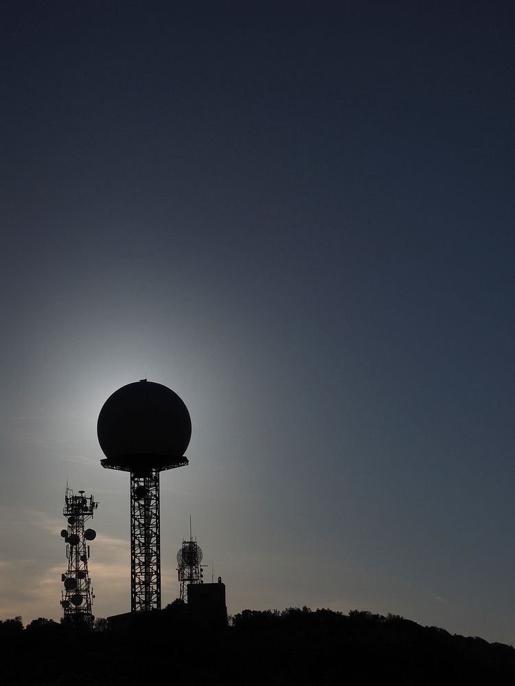 Silhouette of antennas radar. Free public domain CC0 photo.