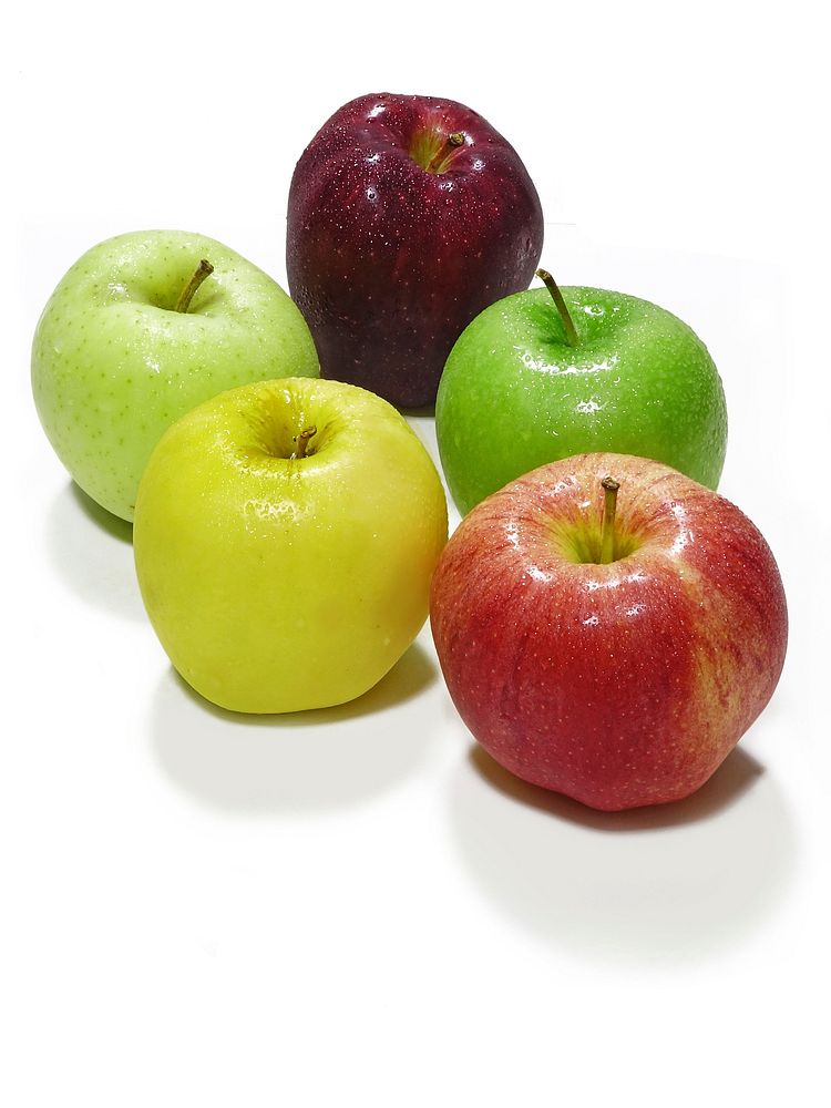 Closeup on apples on white background. Free public domain CC0 photo.