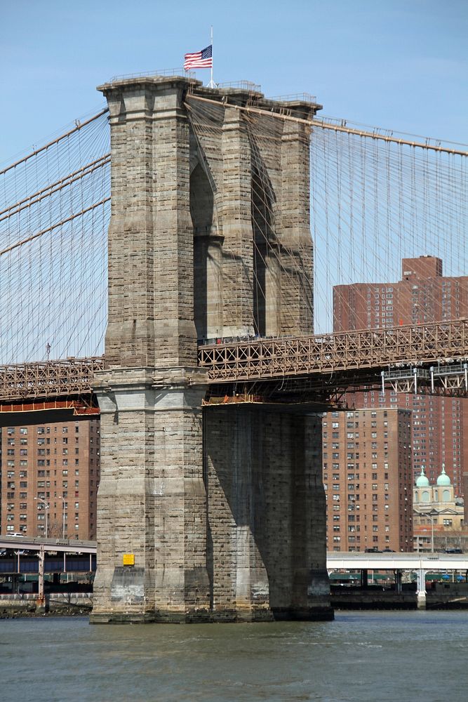 Brooklyn bridge close up. Free public domain CC0 image.