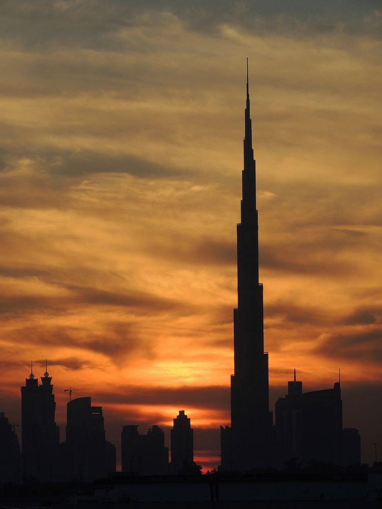 Burj Khalifa during sunset. Free public domain CC0 photo.
