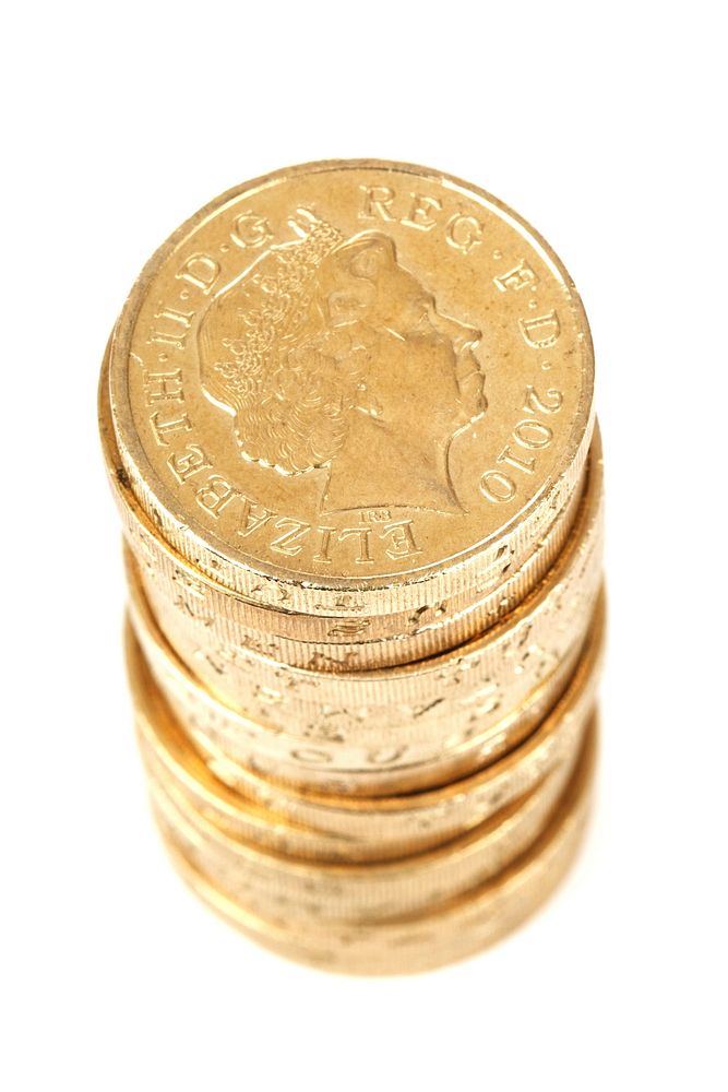 British pound coins, money & banking. Free public domain CC0 image.
