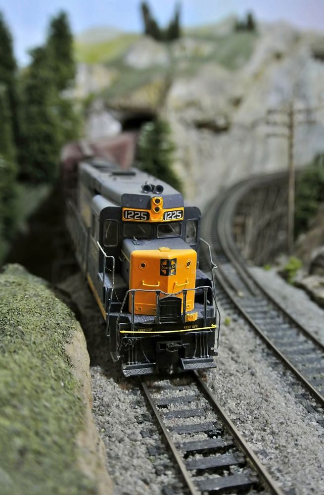 Free close up miniature train toy model image, public domain CC0 photo.