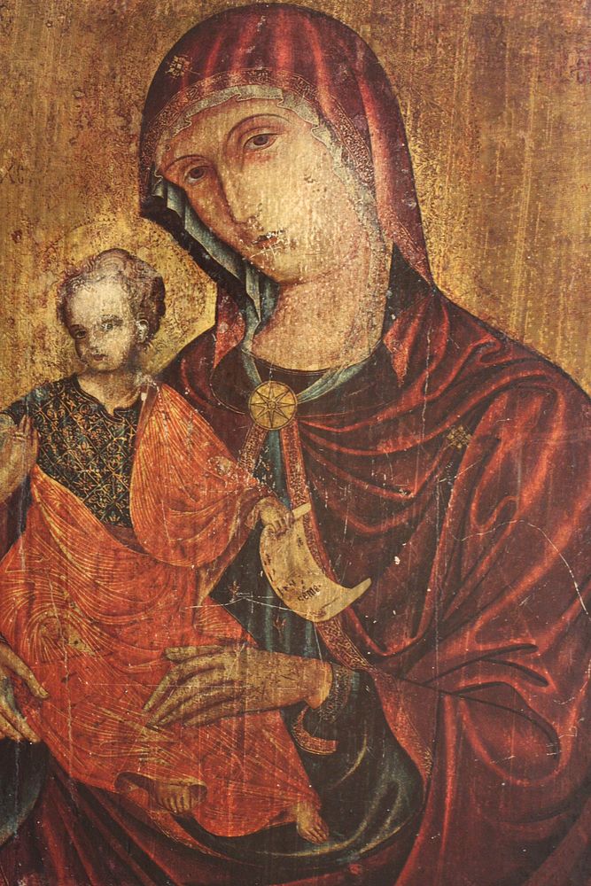 Fresco of Madonna and the Child. Free public domain CC0 photo.