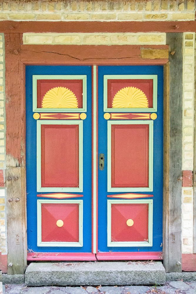 Red wooden door, architecture. Free public domain CC0 photo.