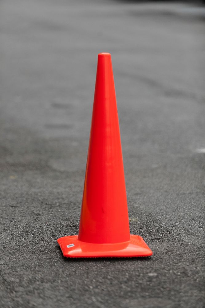 Orange cone, road construction. Free public domain CC0 photo