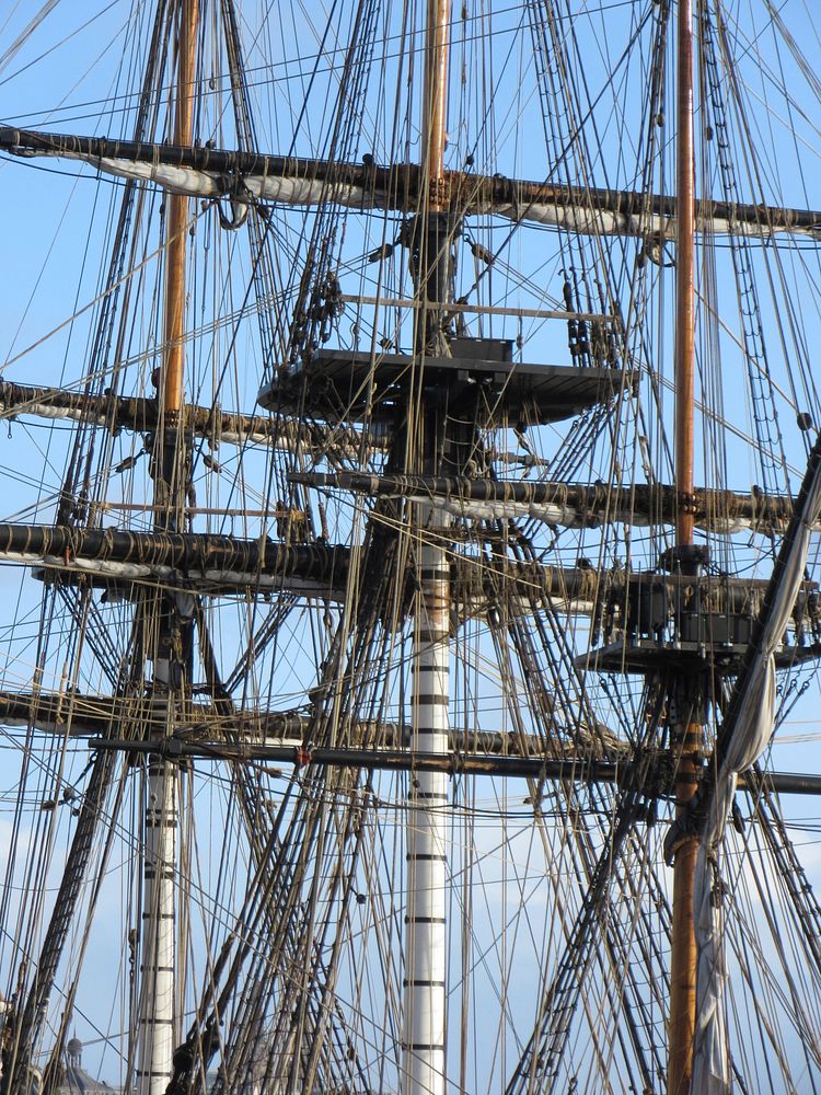 Hermione frigate's masts. Free public domain CC0 photo. 