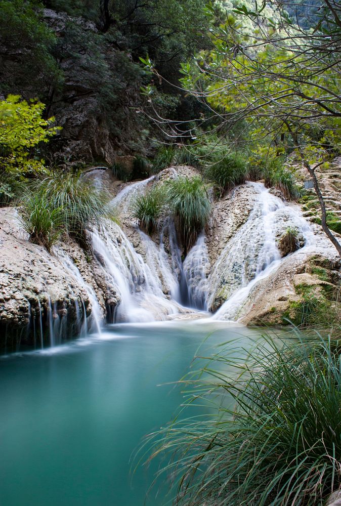 Polylimnio Waterfalls in Greece. Free public domain CC0 image.