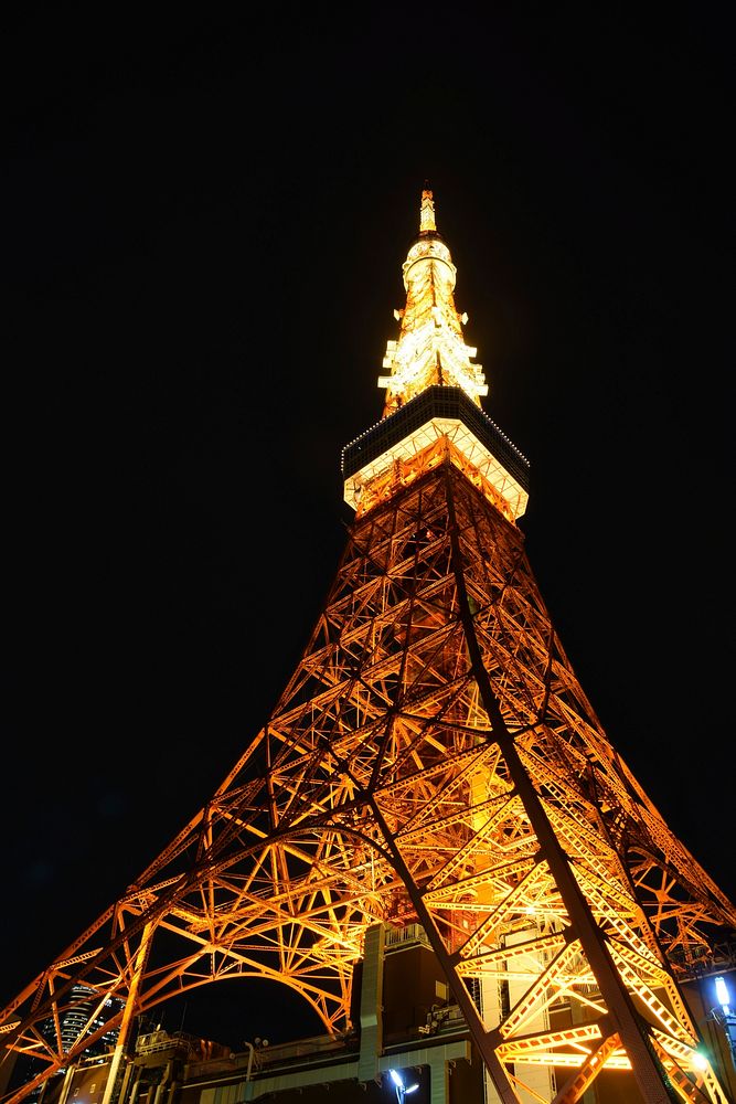 Tokyo Tower at night. Free public domain CC0 photo.