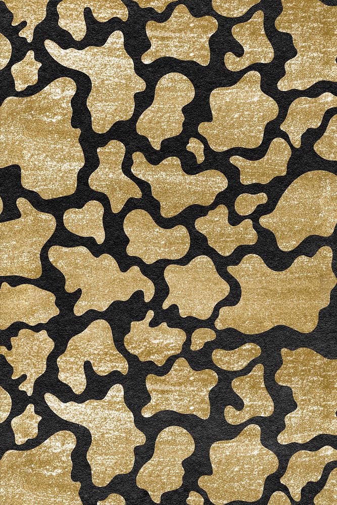 Cow skin pattern black & gold background, animal print design