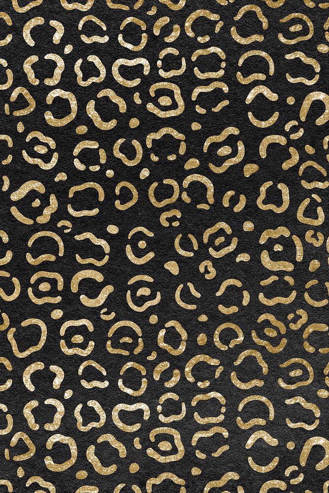 Leopard pattern black & gold background, animal print design