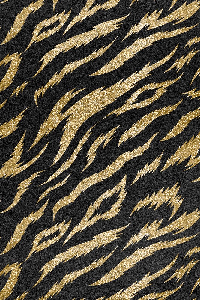 Tiger pattern black & gold background, animal print design