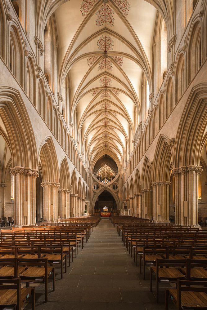 Wells Cathedral Nave Located In Wells