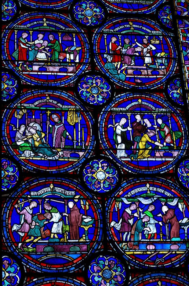 Free colorful stained glass window image, public domain CC0 photo.