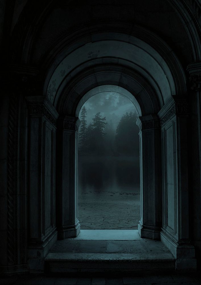 Free dark arched hallway image, public domain aesthetic CC0 photo.