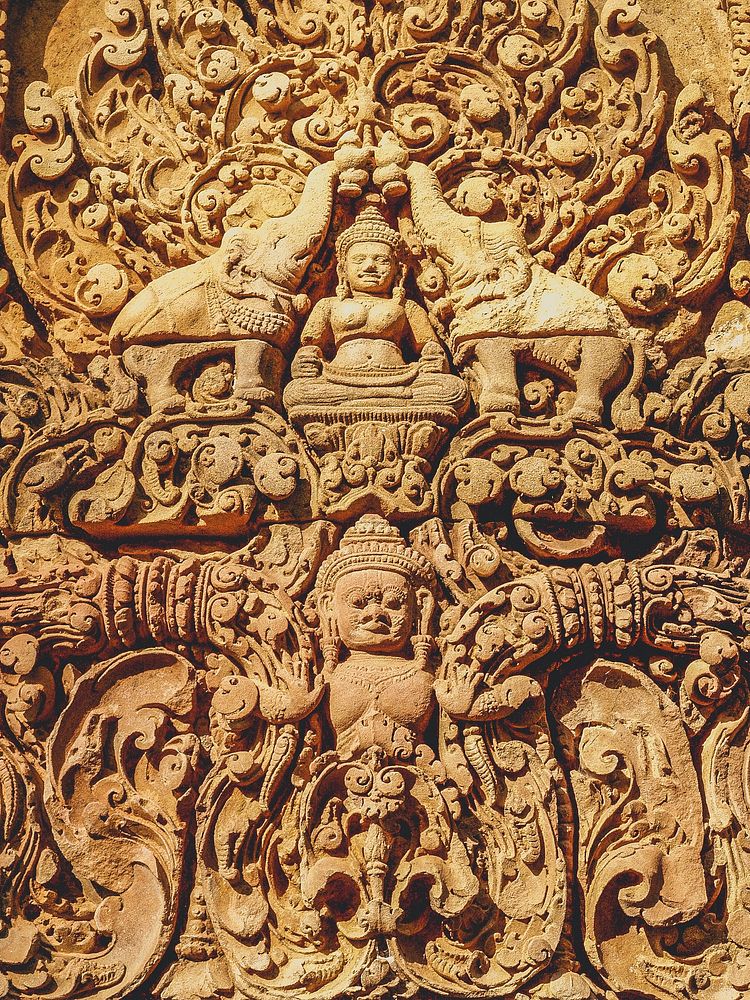 Ancient temple wall carving close up, free public domain CC0 photo/image.