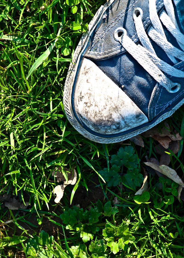 Free dirty shoe on grass image, public domain fashion CC0 photo.