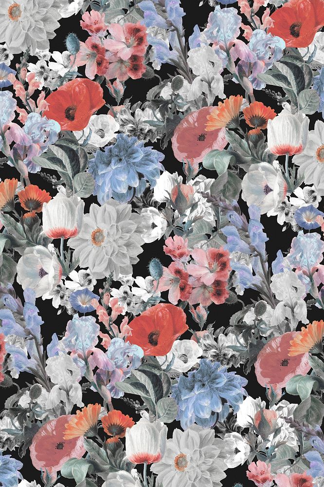 Botanical pattern background, natural design, remixed from original artworks by Pierre Joseph Redout&eacute;