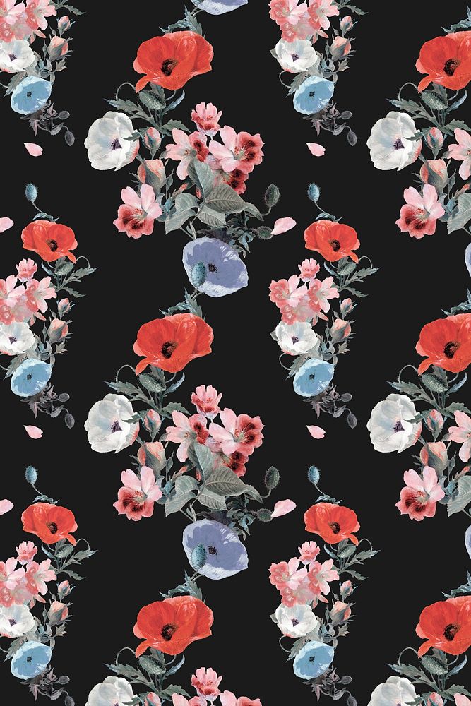 Retro floral pattern background, botanical design, remixed from original artworks by Pierre Joseph Redout&eacute;