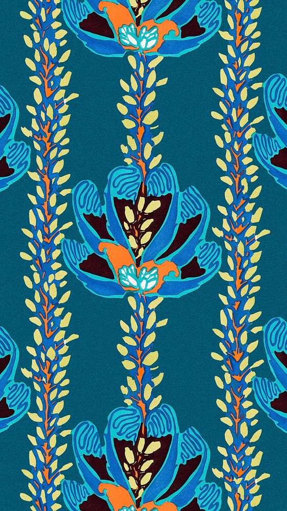 Art deco botanical mobile wallpaper, colorful background