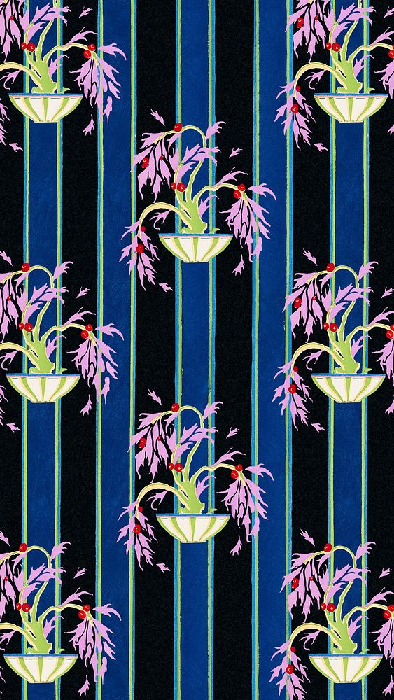 Art deco botanical mobile wallpaper, colorful background