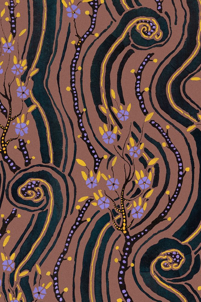 Aesthetic flower pattern, seamless Art Nouveau background in oriental style