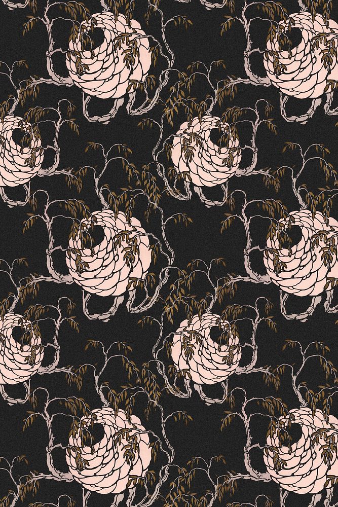 Gold flower pattern, seamless Art Deco background in oriental style