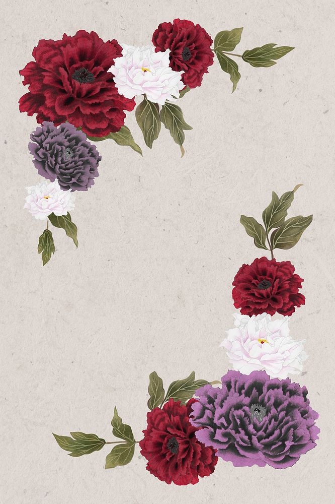 Japanese peony background, vintage aesthetic botanical graphic