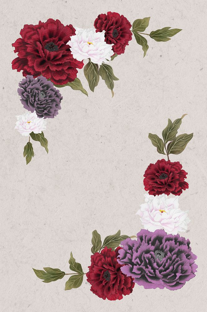 Japanese peony background, vintage aesthetic botanical graphic psd
