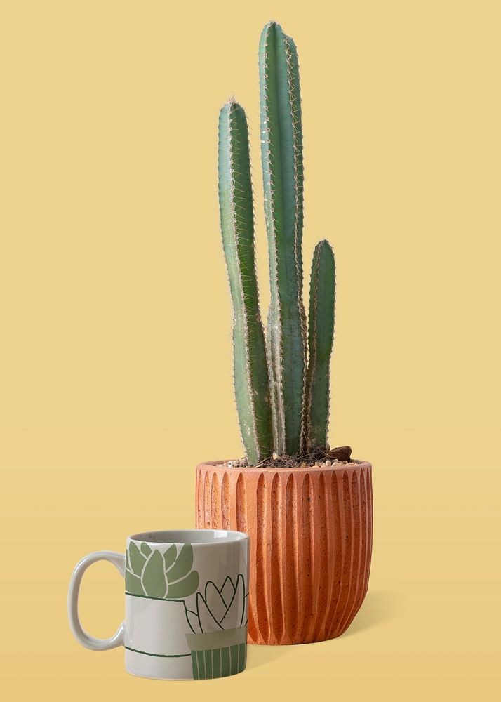 Mug mockup psd, for cactus lover, isolated object