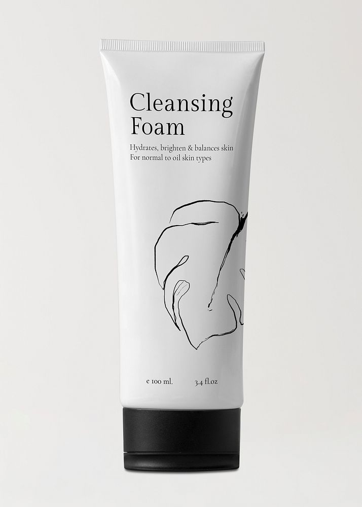 Cleansing foam tube, white, beauty product packaging