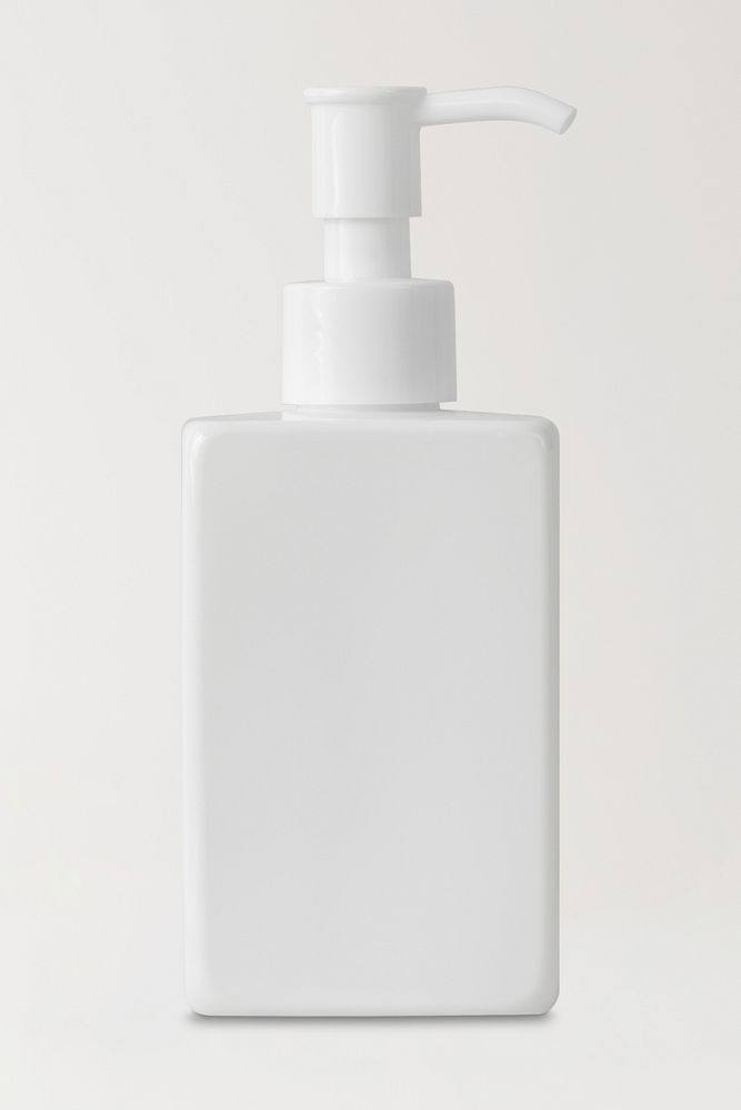 White pump bottle, simple beauty product packaging design