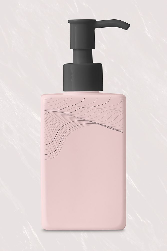 Pink pump bottle, beauty product packaging