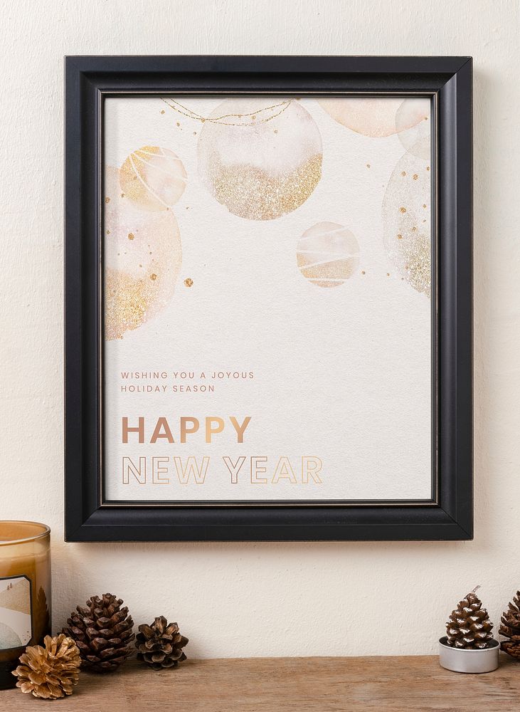 Aesthetic new year frame, Christmas home decoration