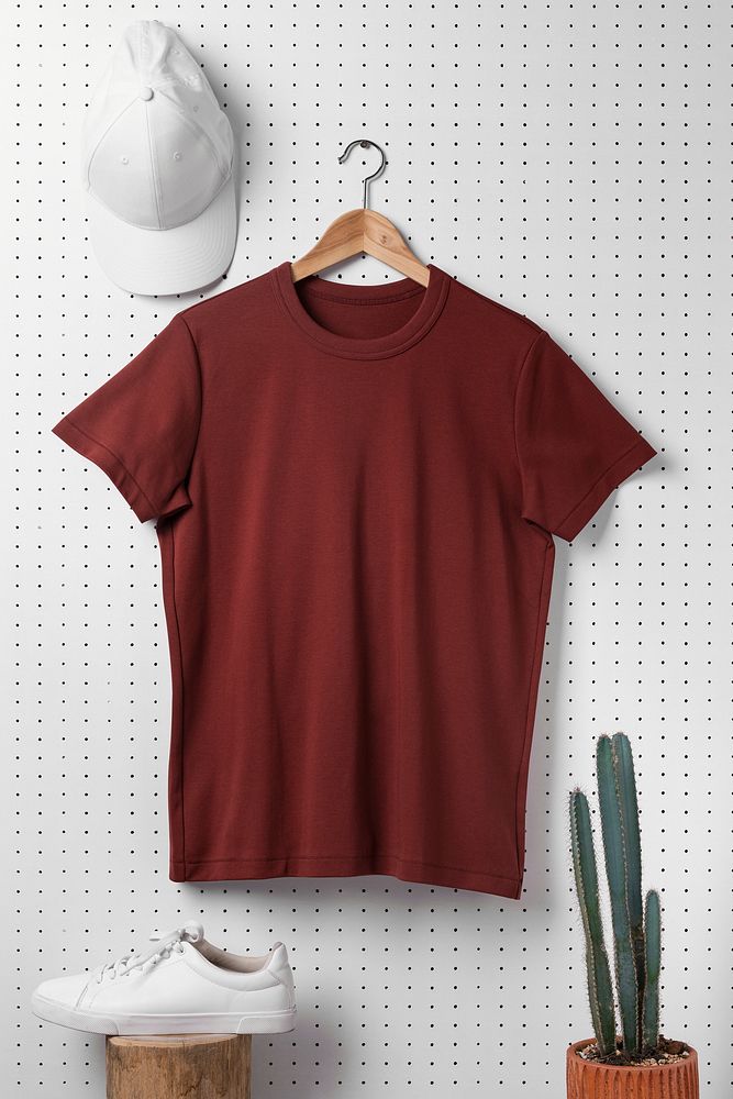 Red unisex t-shirt, simple fashion with blank design space