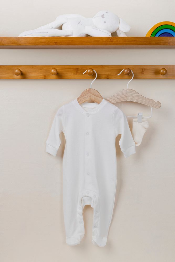 White toddler pajamas, kids apparel with blank design space