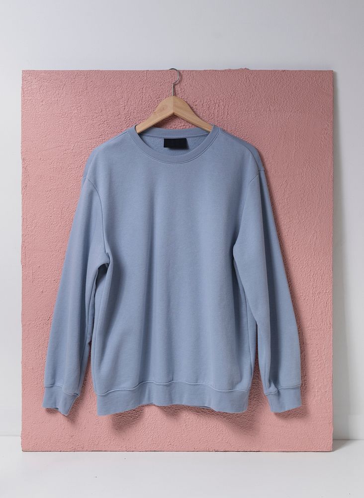 Blue unisex sweater, simple fashion with blank design space