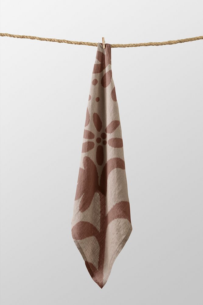 Printed towel, earth tone floral pattern design