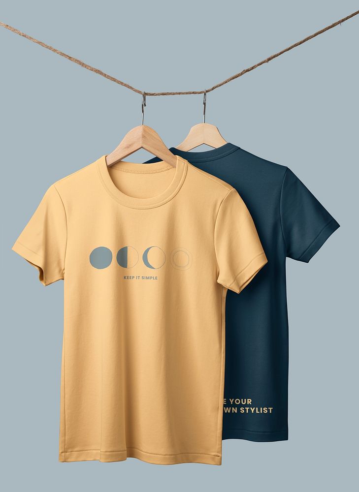 Printed yellow t-shirt, casual apparel with galaxy design