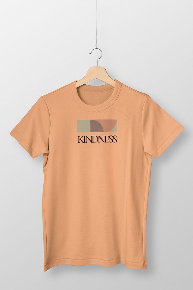 Orange unisex t-shirt, simple fashion with printed kindness word