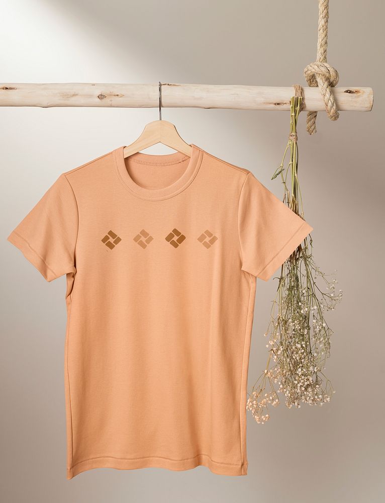 Orange unisex t-shirt, simple fashion with tribal printed design