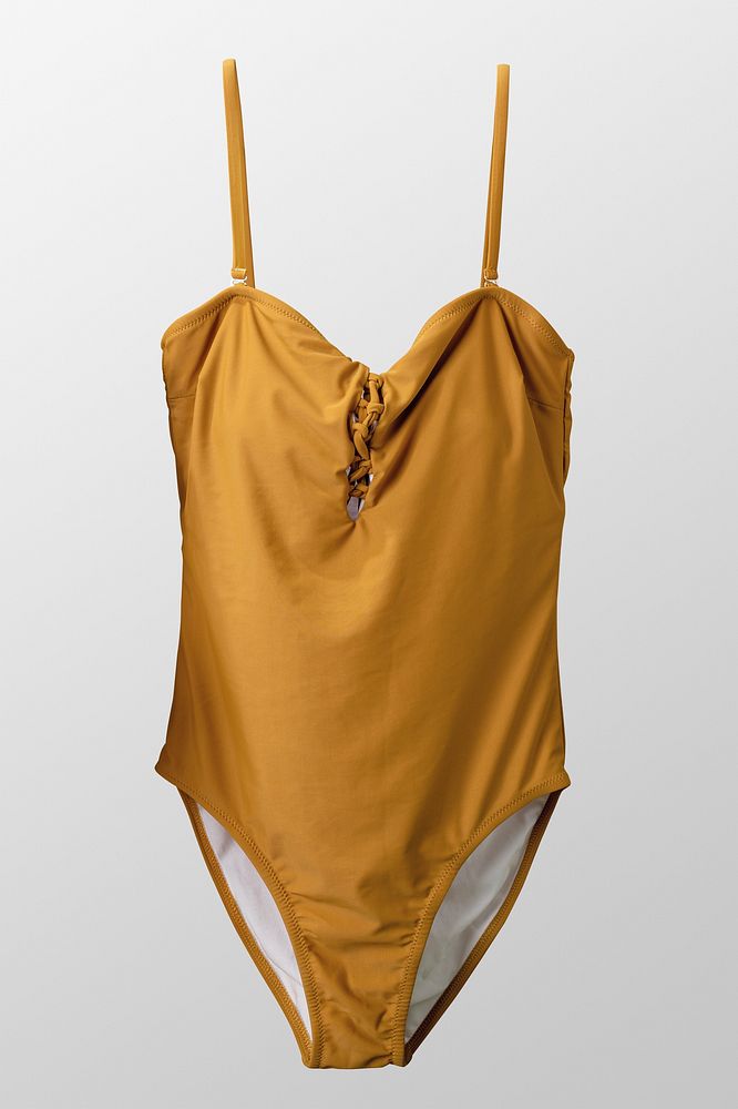 Yellow swimsuit, women&rsquo;s swimwear fashion in simple design