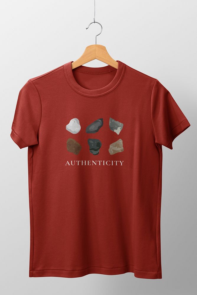 Red unisex t-shirt, simple fashion with authenticity print design