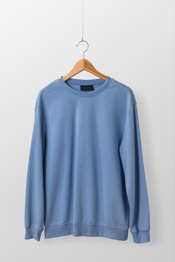 Blank blue sweater, simple apparel in unisex design