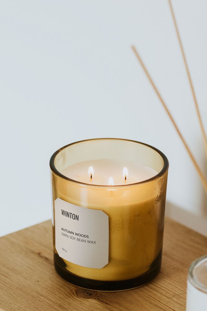 Aroma candle label mockup, spa product psd