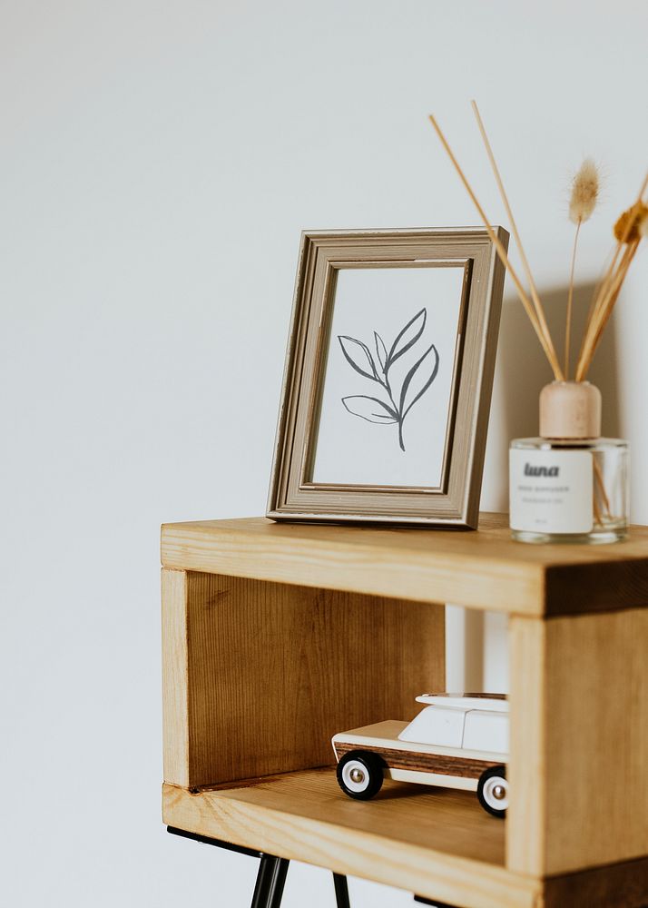 Aesthetic bedside table with natural home decor