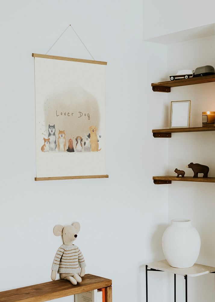 Scandinavian interior kids playroom, with eco home decor
