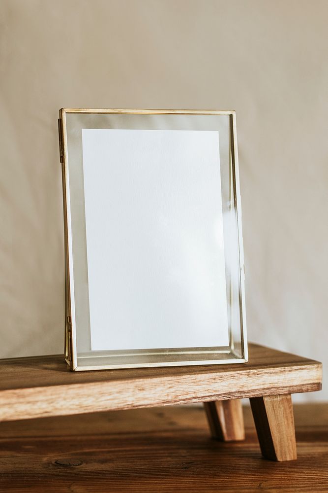 Aesthetic empty gold frame shelf, | Premium Photo - rawpixel