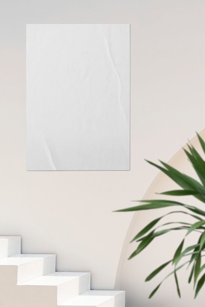 Tropical poster with design space on white wall