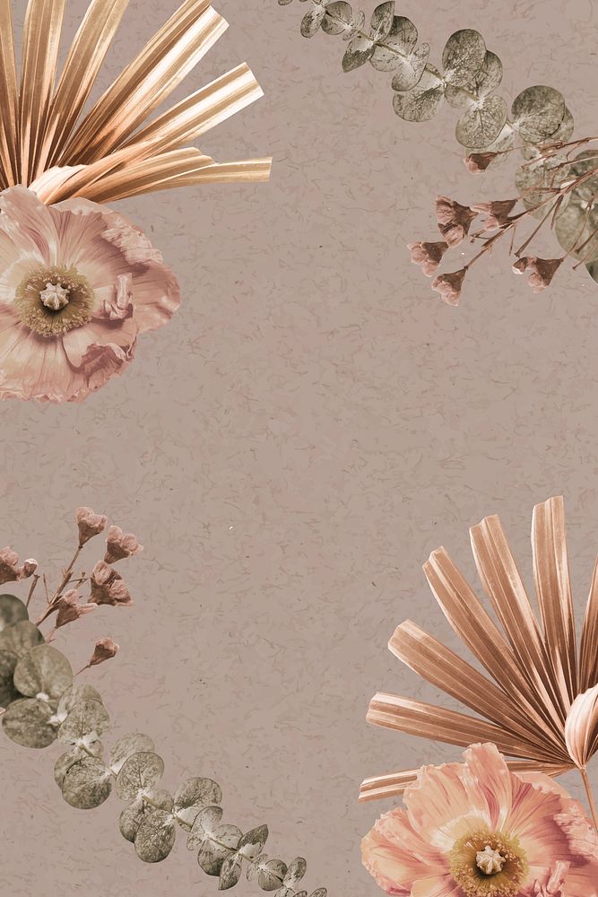 Vintage flower border, beige background, aesthetic design vector